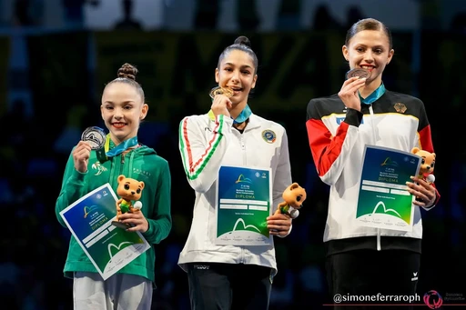 Podio Cerchio Mondiali di Rio 2025 Sofia Raffaeli Oro